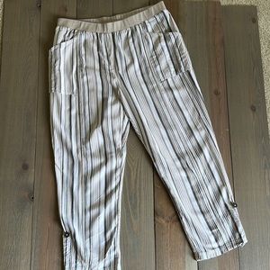 Chicos 2.5 brown and white stripped pants. 14